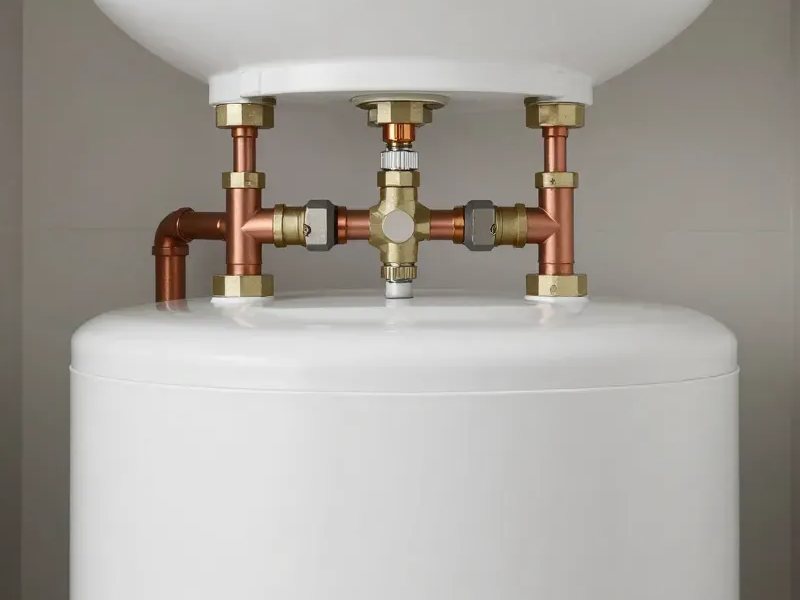 Hot-water cylinder pipework and valves